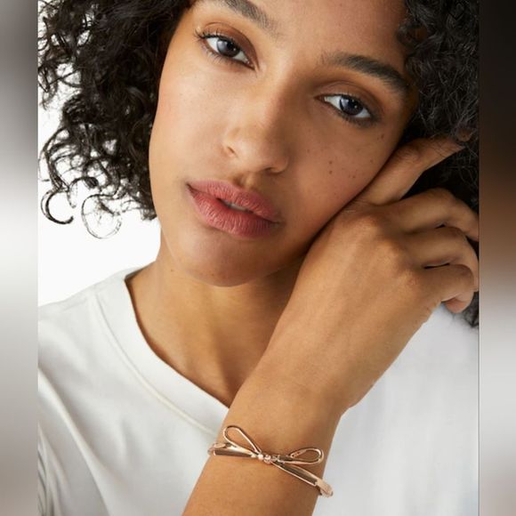 Kate Spade Love Notes Rose Gold Bow Skinny Clasp Bangle Bracelet - Picture 4 of 7